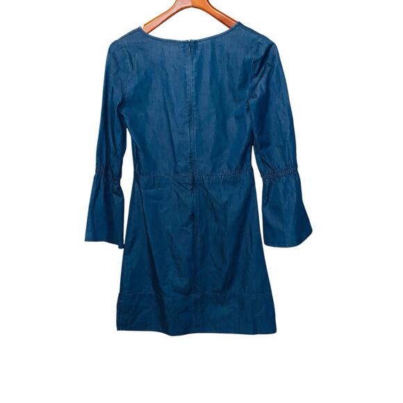 CLUB MONACO Denim Jean Dress Bell Sleeves - Size 0 - Picture 2 of 5